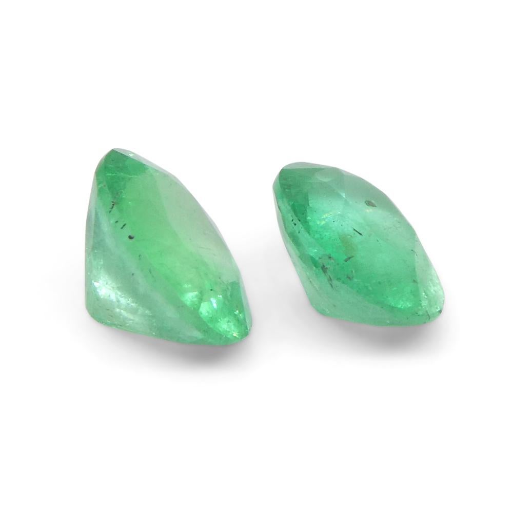 1.17ct Pair Oval Green Emerald from Colombia For Sale 7