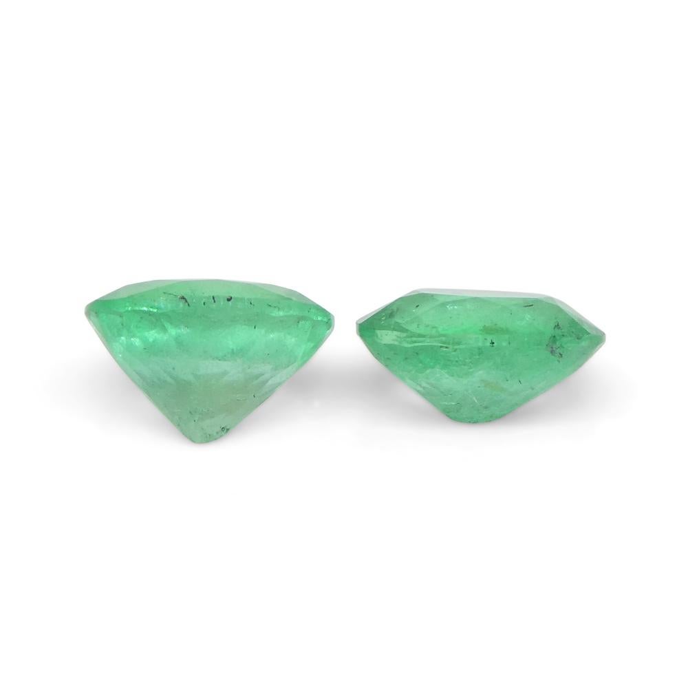 1.17ct Pair Oval Green Emerald from Colombia For Sale 8