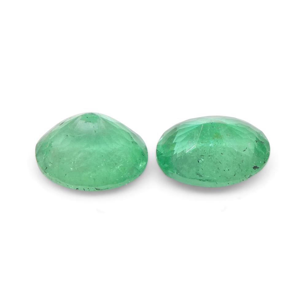 1.17ct Pair Oval Green Emerald from Colombia For Sale 4
