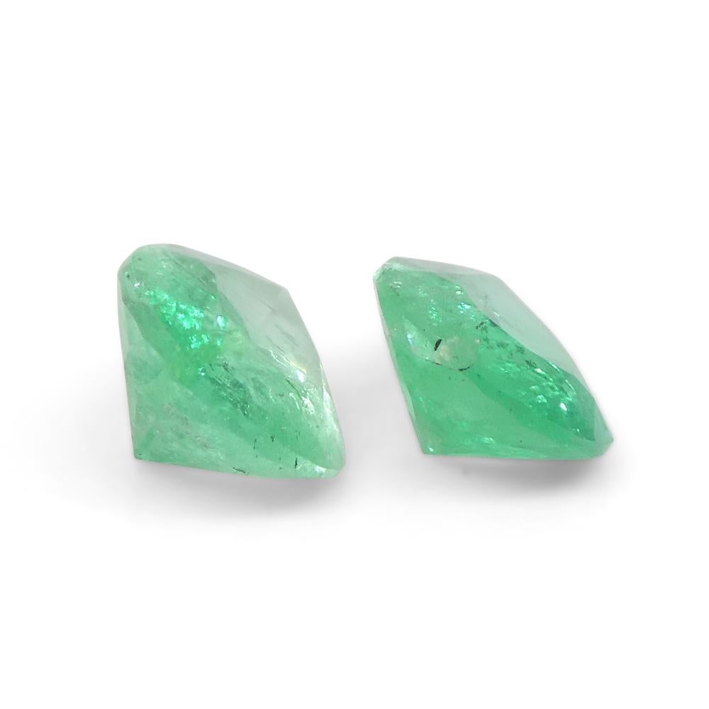 1.17ct Pair Pear Green Emerald from Colombia For Sale 5