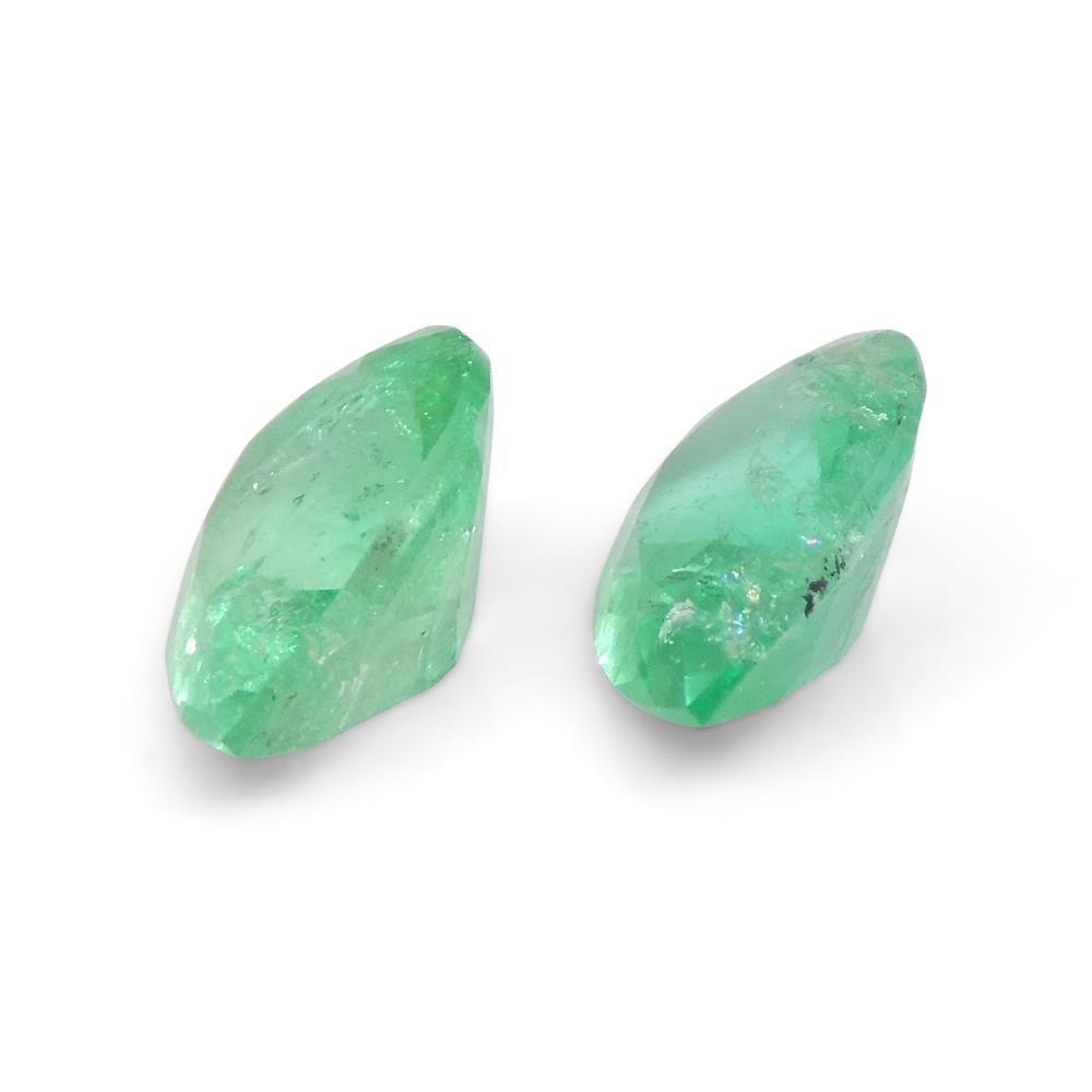 1.17ct Pair Pear Green Emerald from Colombia For Sale 3
