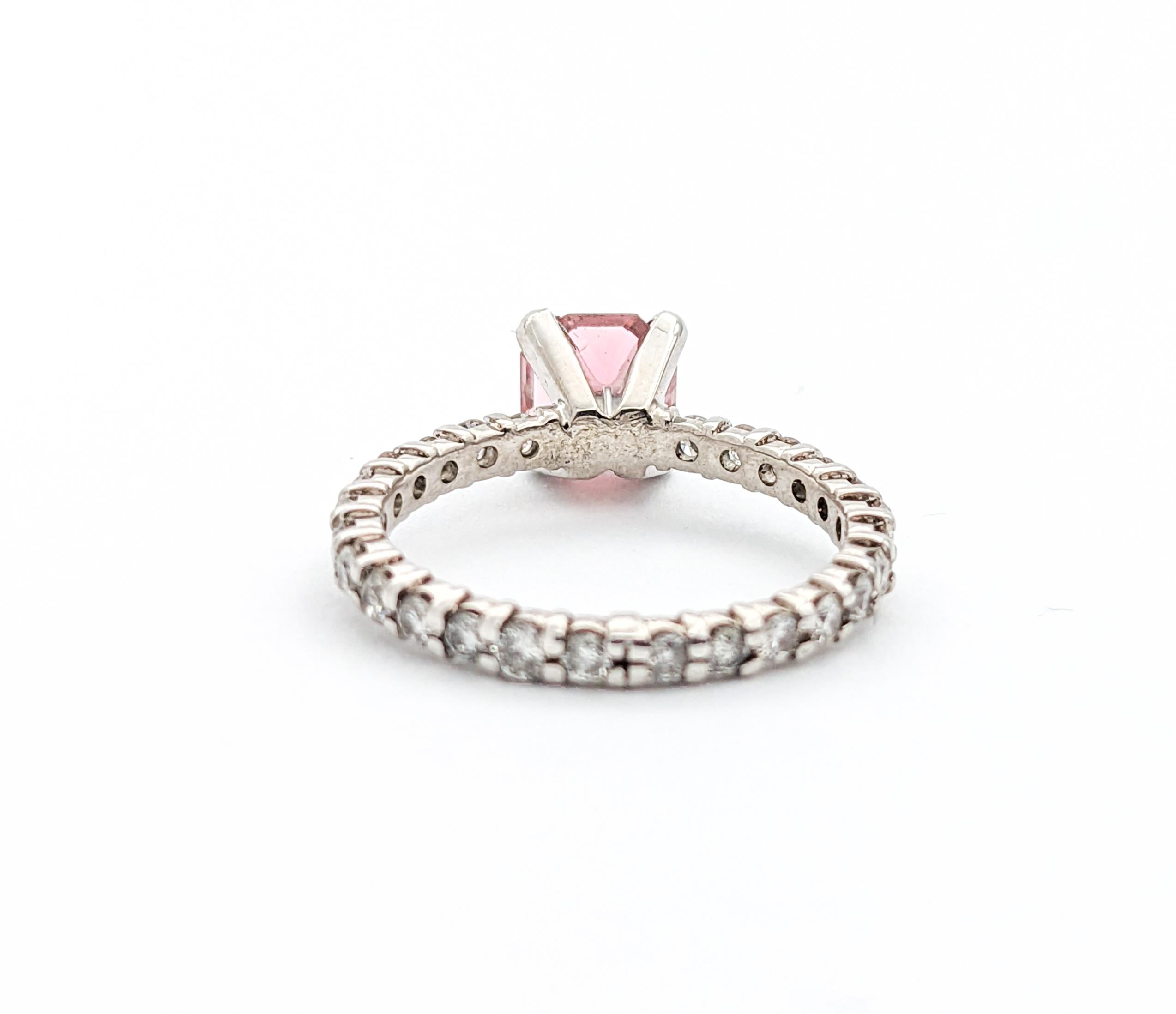 1.17ct Pink Tourmaline & Diamond Ring In White Gold For Sale 5