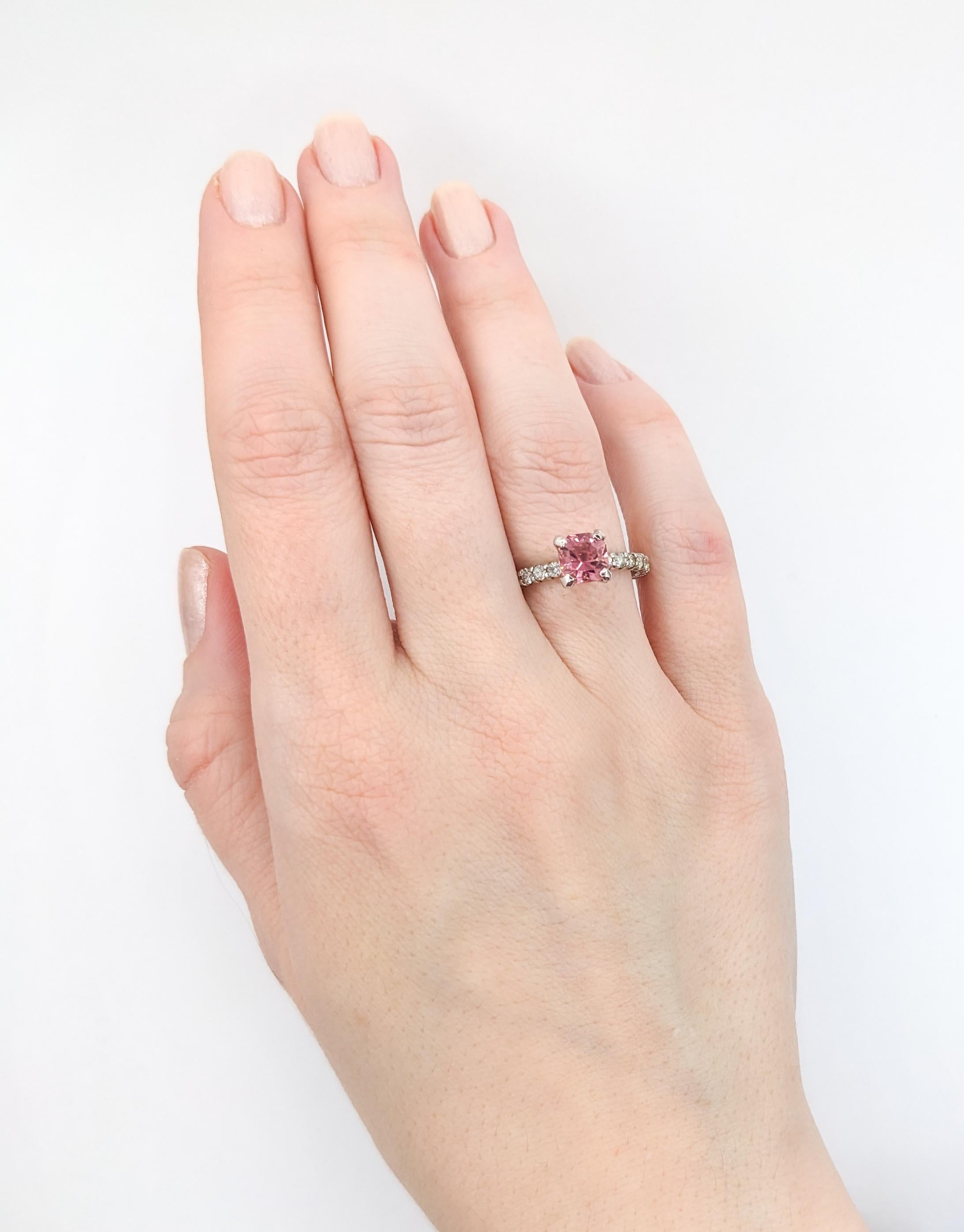 Women's 1.17ct Pink Tourmaline & Diamond Ring In White Gold