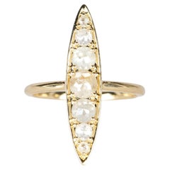 1.17ct Rose Cut Icy Diamond Navette Ring 14K Yellow Gold R6337