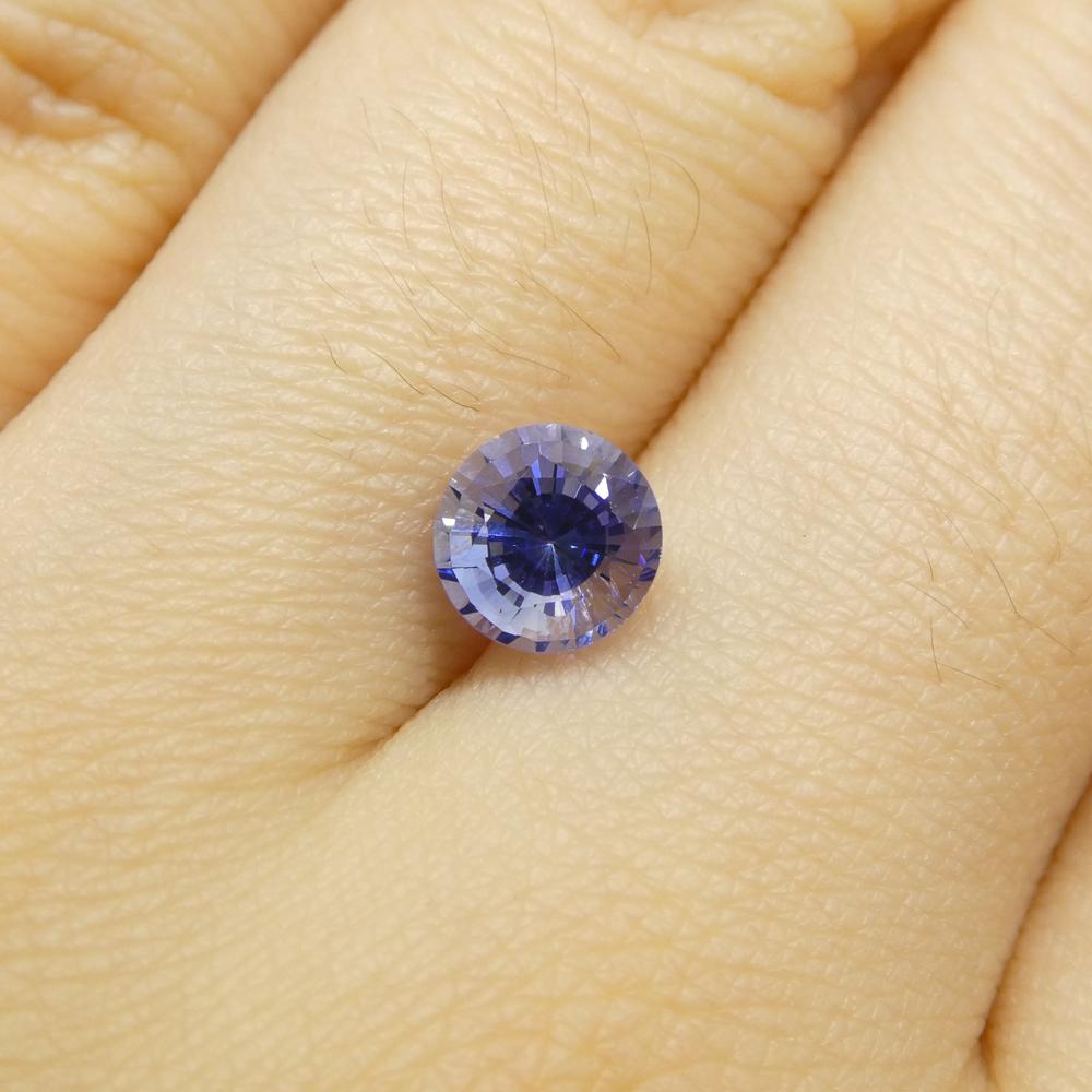 Description:

Gem Type: Sapphire
Number of Stones: 1
Weight: 1.17 cts
Measurements: 6.05 x 6.01 x 4.30 mm
Shape: Round Brilliant
Cutting Style Crown: Brilliant Cut
Cutting Style Pavilion: Brilliant Cut
Transparency: Transparent
Clarity: Very