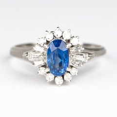 1.17ct Sapphire Engagement Ring with Diamond Halo Platinum PT900 V1177