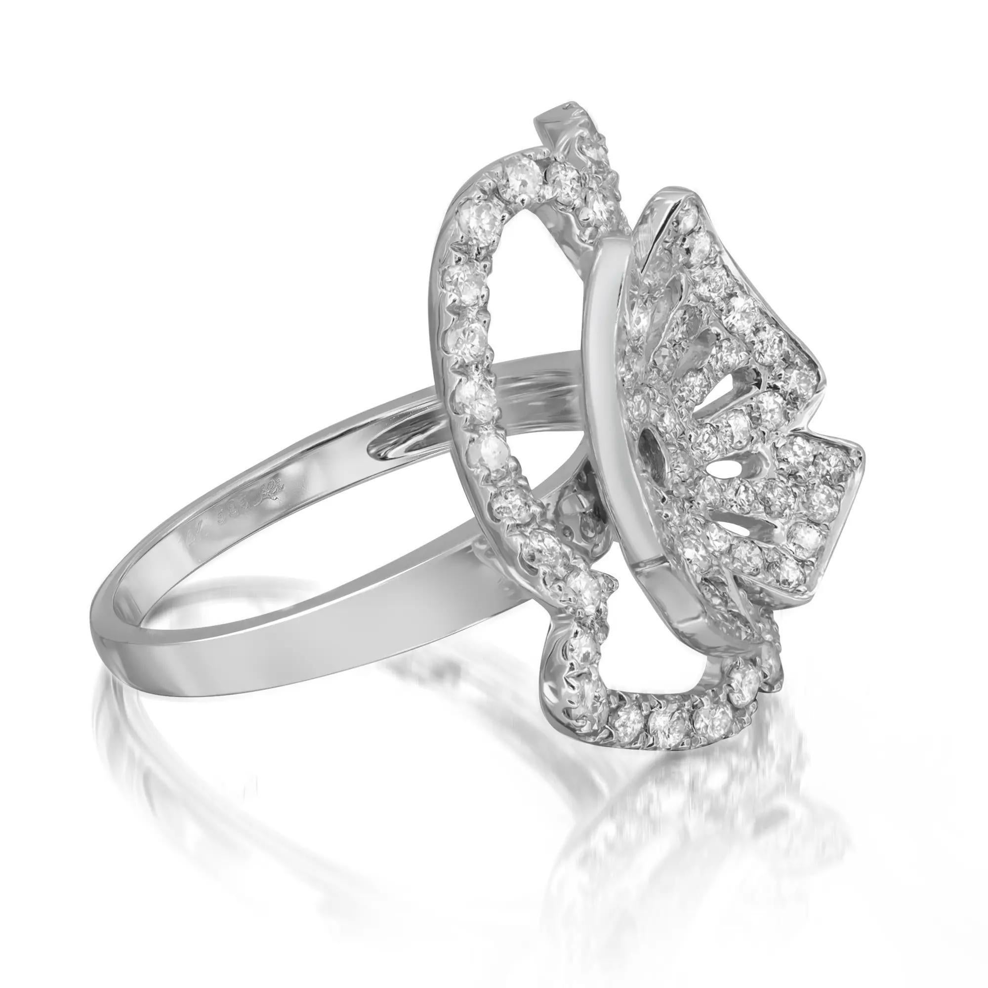 Modern 1.17cttw Prong Set Round Diamond Ladies Cocktail Ring 14k White Gold For Sale