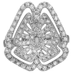 1,17 Karat Gesamtkaratgewicht runder Diamant-Cocktailring für Damen 14k Weißgold