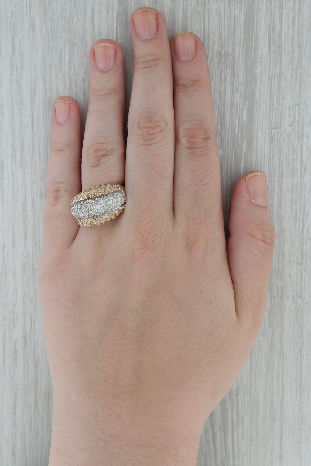 Round Cut 1.17ctw Brown White Pave Diamond Cocktail Ring 14k Yellow Gold Size 10