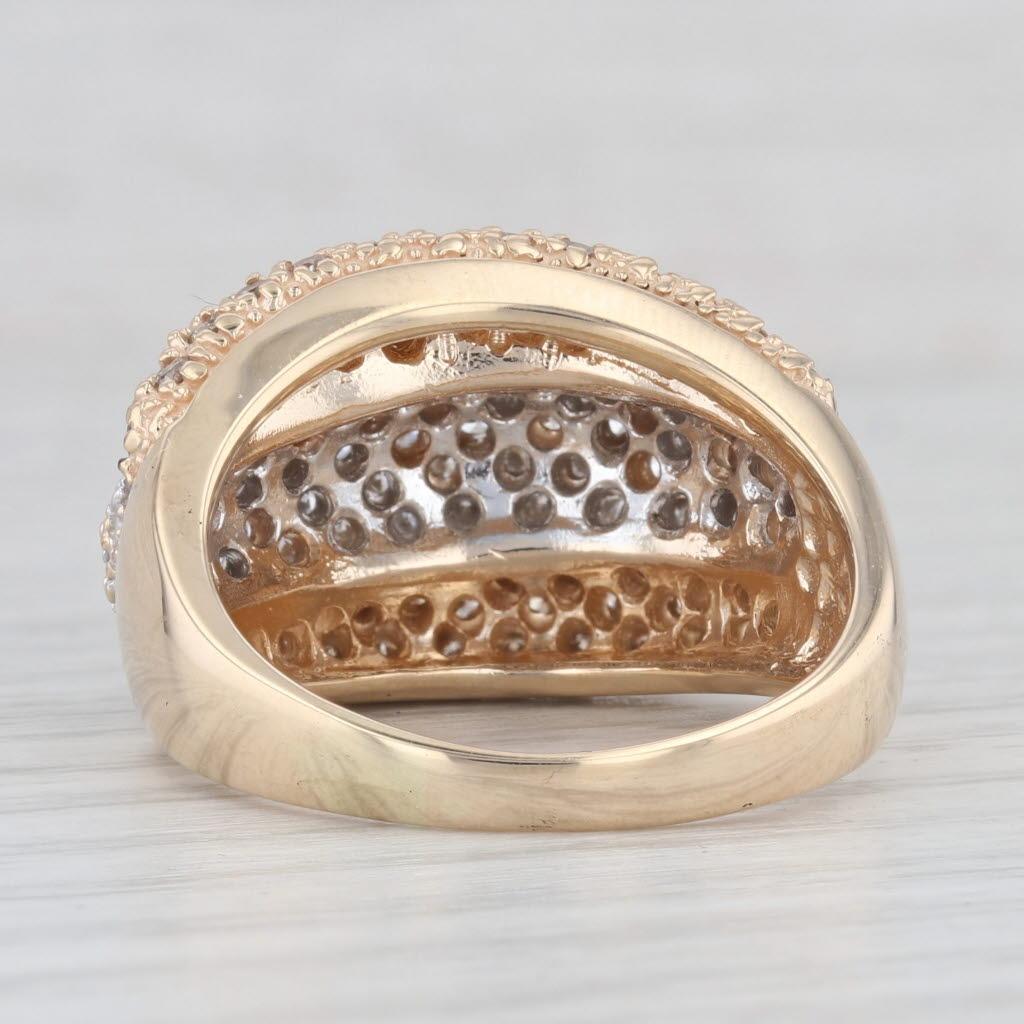 Women's 1.17ctw Brown White Pave Diamond Cocktail Ring 14k Yellow Gold Size 10