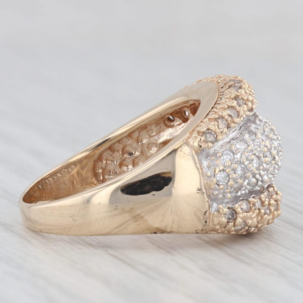 1.17ctw Brown White Pave Diamond Cocktail Ring 14k Yellow Gold Size 10 1