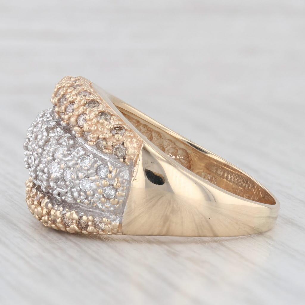 1.17ctw Brown White Pave Diamond Cocktail Ring 14k Yellow Gold Size 10 4