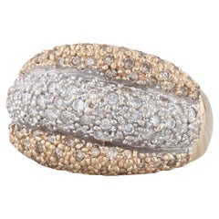 1.17ctw Brown White Pave Diamond Cocktail Ring 14k Yellow Gold Size 10
