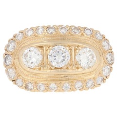 1.17ctw Round Brilliant 
Single Cut Diamond Vintage Ring, 14k Yellow Gold Halo