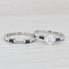 1.17ctw Round Diamond Engagement Ring Wedding Band Guard Platinum Size 7.5 GIA