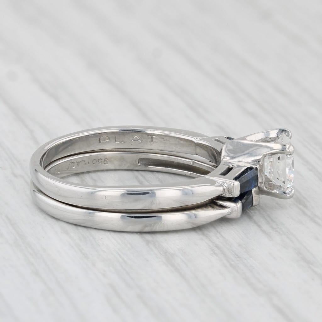 1.17ctw Round Diamond Engagement Ring Wedding Band Guard Platinum Size 7.5 GIA In Good Condition In McLeansville, NC