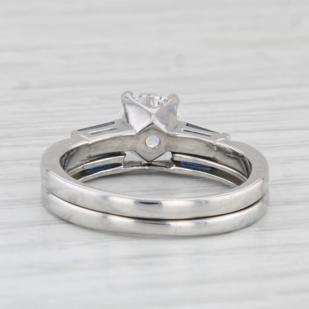 1.17ctw Round Diamond Engagement Ring Wedding Band Guard Platinum Size 7.5 GIA 1