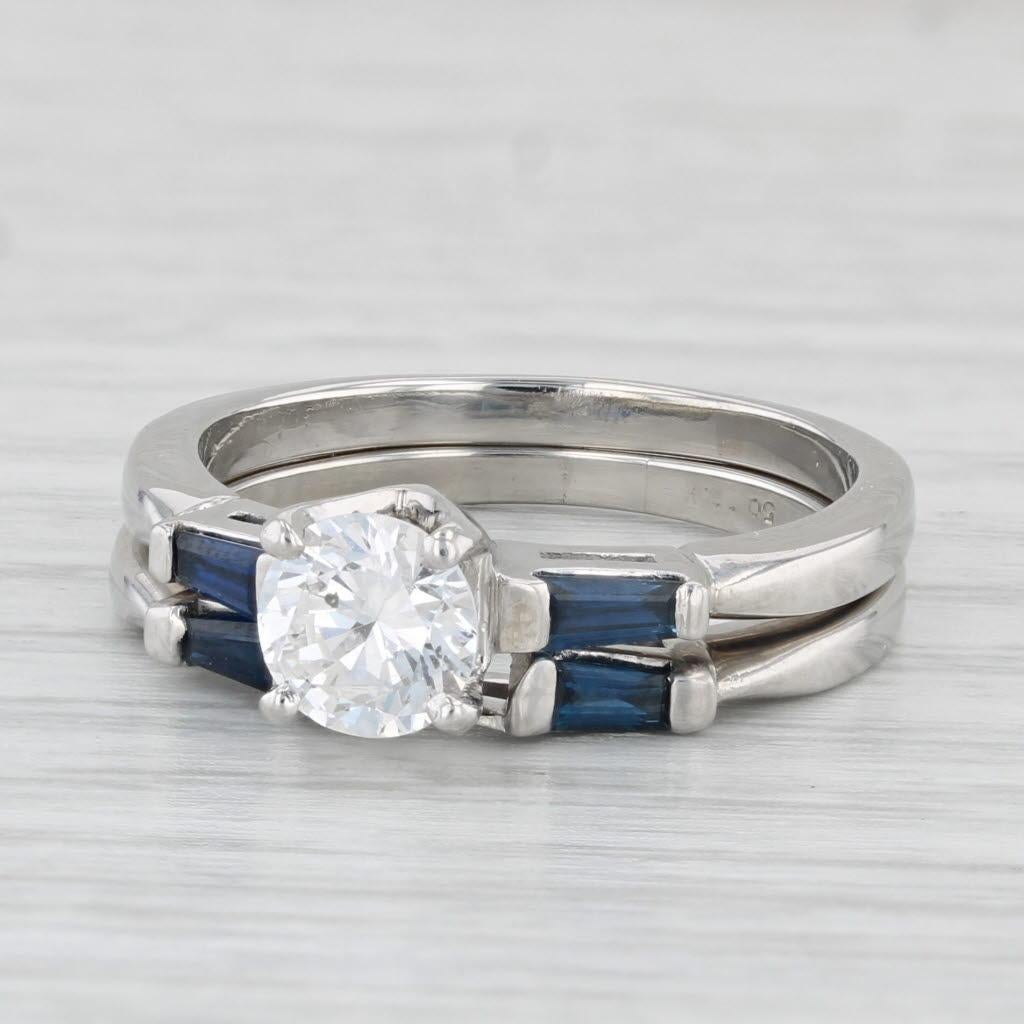 1.17ctw Round Diamond Engagement Ring Wedding Band Guard Platinum Size 7.5 GIA 3