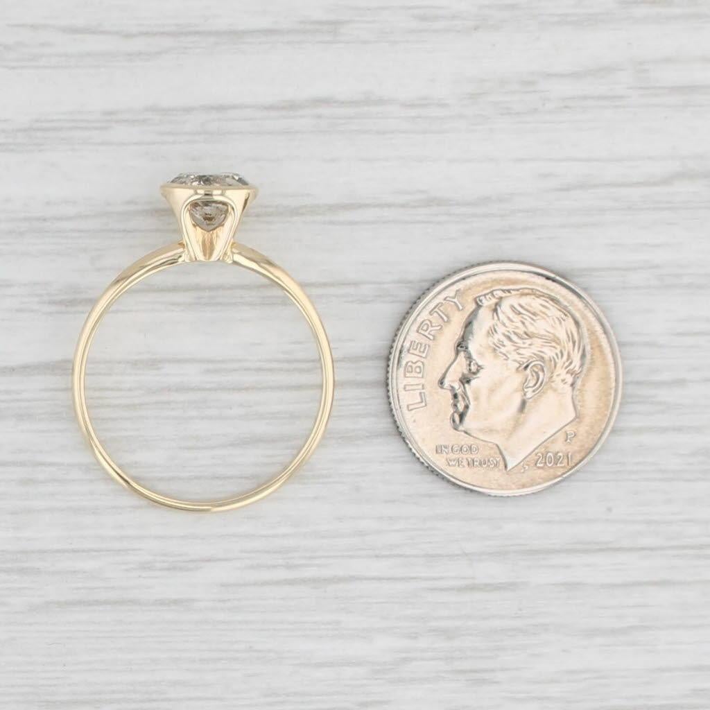 1.17ctw Anillo de Diamantes Solitario Redondo Sal y Pimienta Oro Amarillo 14k Talla 7.75 2