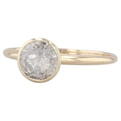 1.17ctw Anillo de Diamantes Solitario Redondo Sal y Pimienta Oro Amarillo 14k Talla 7.75