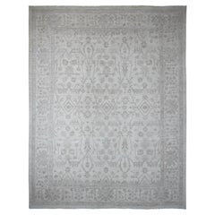 11'7 "x14'10" White Wash Peshawar Tappeto orientale in lana annodato a mano con disegno di viti