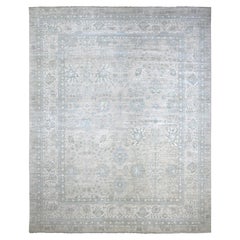 Tappeto afgano Peshawar grigio, 11'7"x14'6", con motivo anticato, annodato a mano in pura lana