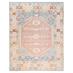 11'7"x14'7" Light Blue Anatolian Village Design Hand Knotted Zero Pile Wool Rug