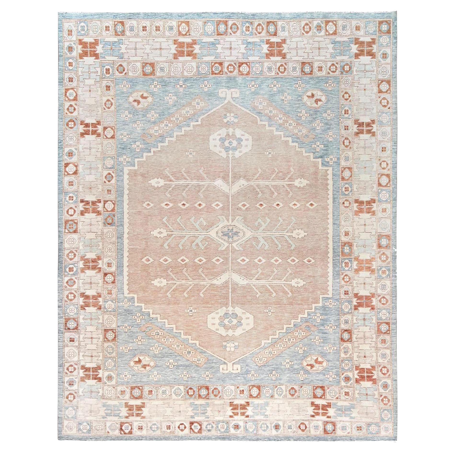11
7 "x15
Light Pink Anatolian Village Design Türkischer Knoten Handgeknüpfter Wollteppich
