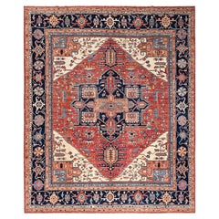 11'7"x15' Red Aryana Collection Serapi Heriz Design Hand Knotted Soft Wool Rug