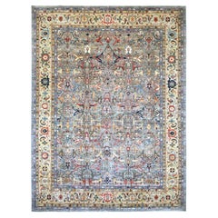 11'7"x15'5" Gray Peshawar with Bijar Garus Design Hand Knotted Wool Oriental Rug