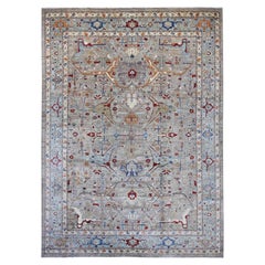 11'7"x15'7" Gray Peshawar with Bijar Garus Design Hand Knotted Wool Oriental Rug