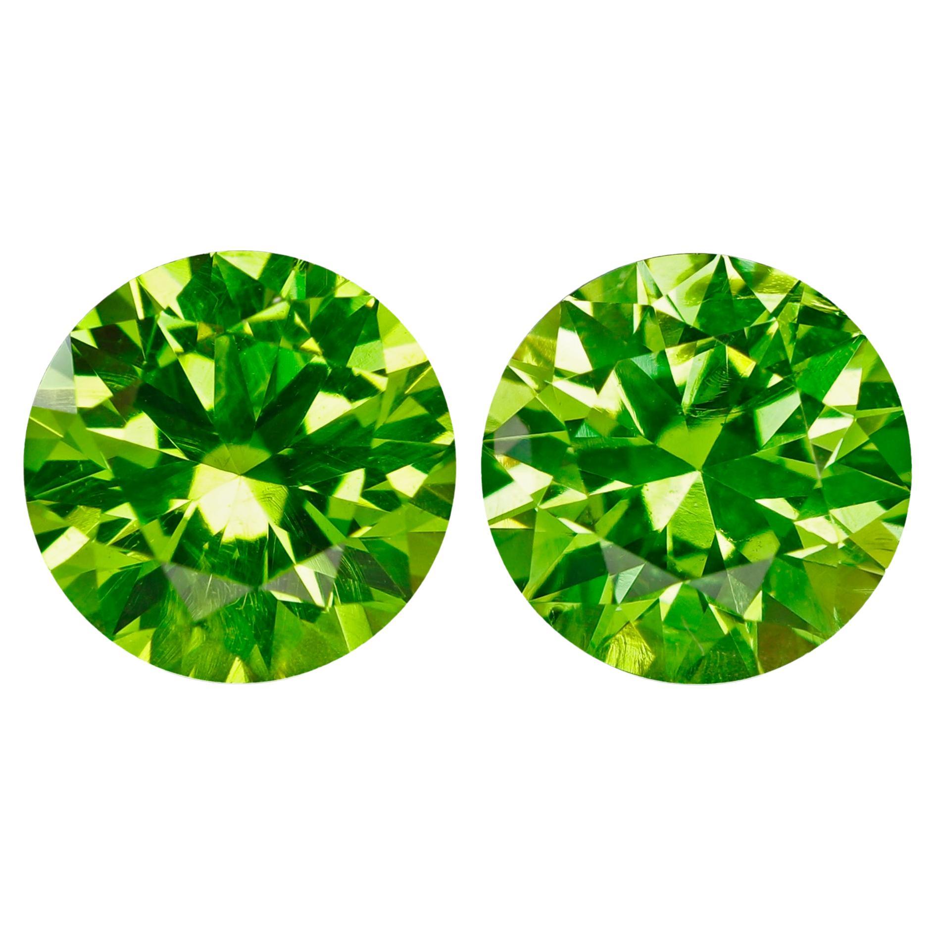 1.18 Bright Green Natural Russian Demantoid Garnet Pair 