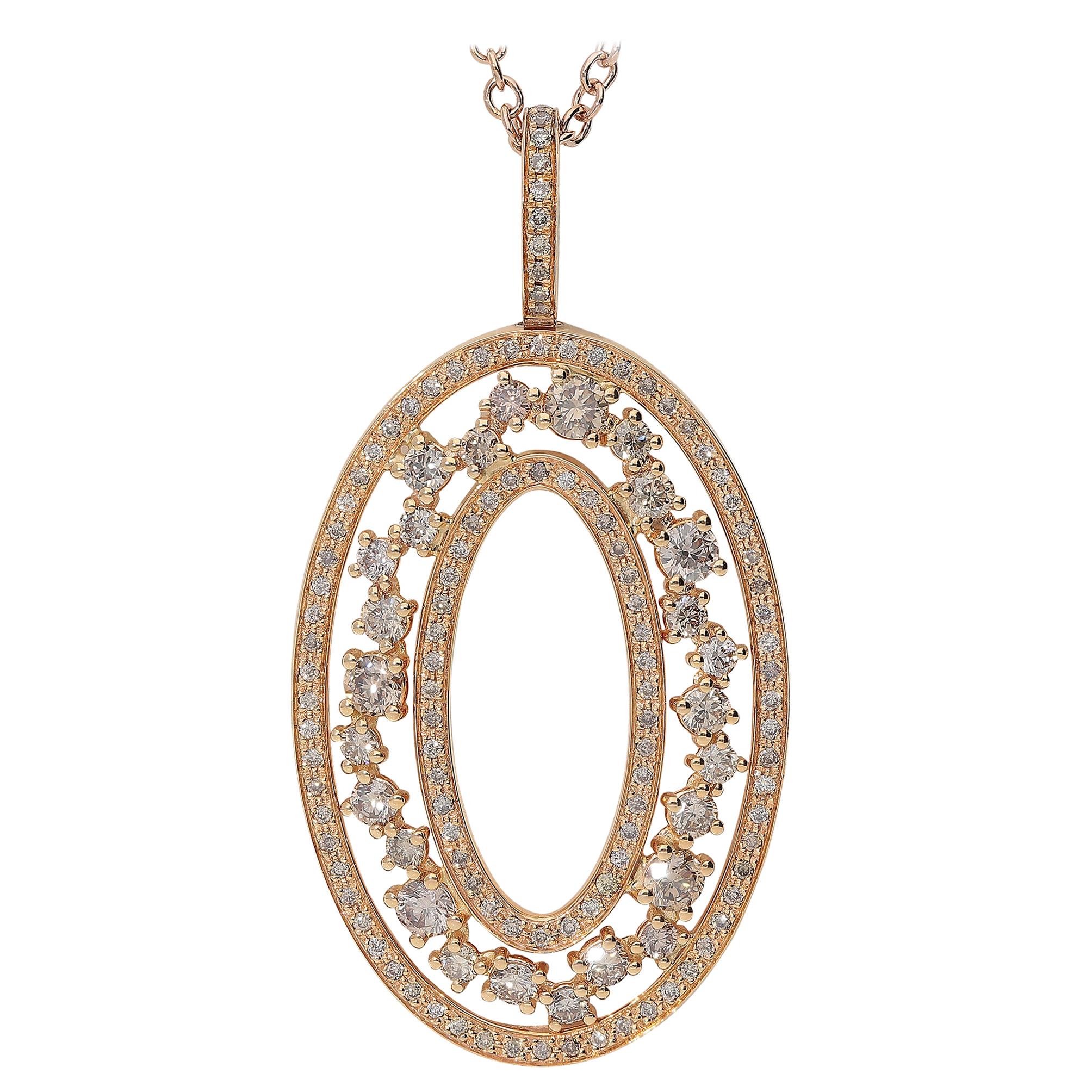 1.18 Brown Diamonds 18 Karat Pink Gold Pendant Necklace For Sale