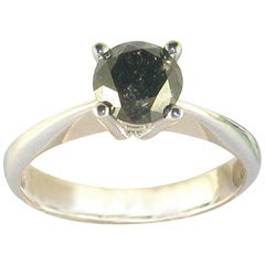 1.18 Carat 18 Karat White Gold Black Diamond Engagement Ring