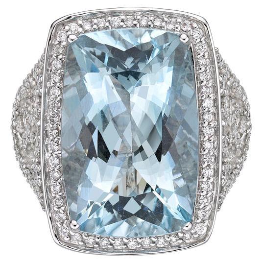 Sunita Nahata Aquamarine 11.80ct. Fancy Ring in 18Karat White Gold with Diamond