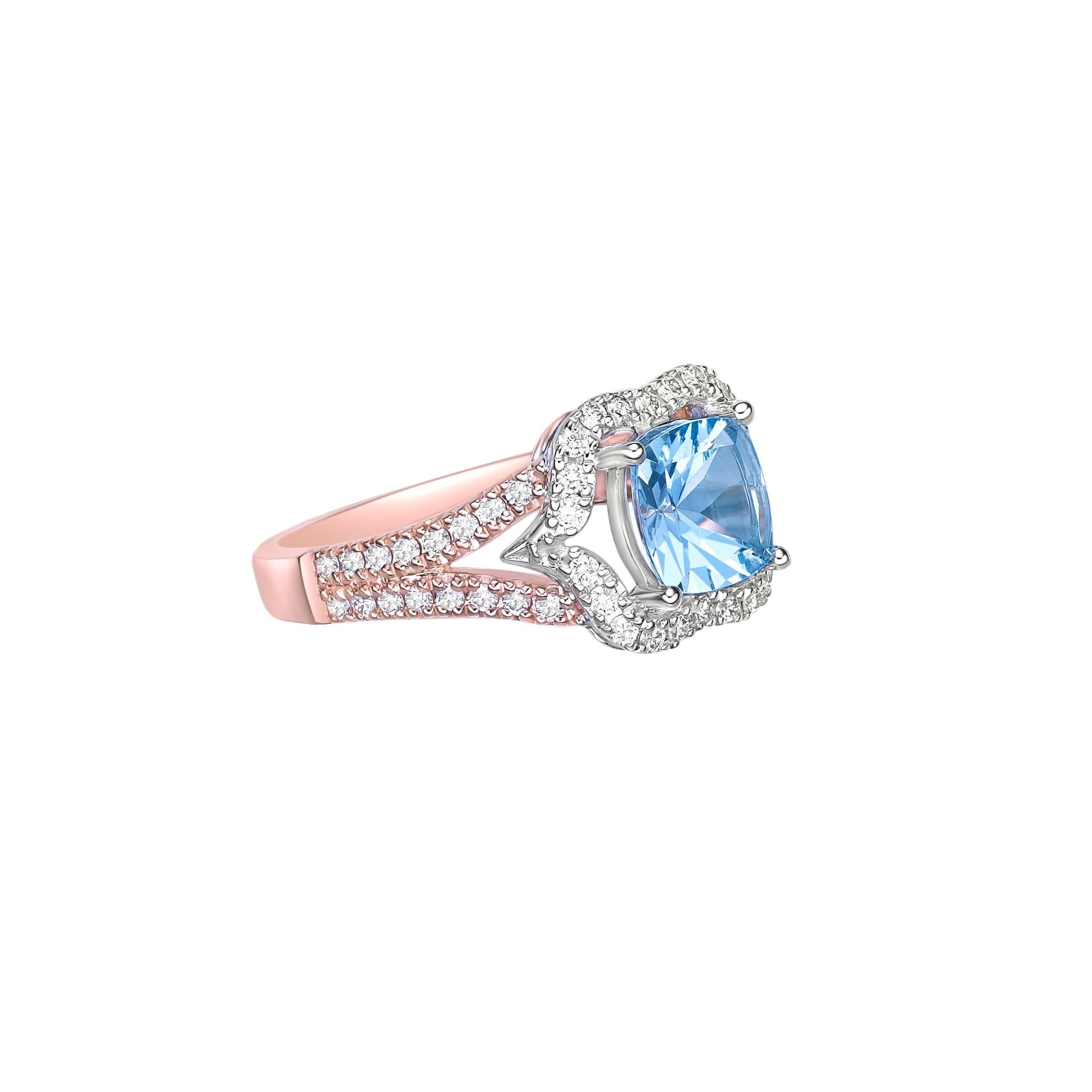 This collection features an array of Aquamarines with an icy blue hue that is as cool as it gets! Accented with Diamonds this ring is made in white gold and present a classic yet elegant look.
  
Aquamarine Fancy Ring in 18Karat White Rose Gold with