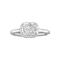 1.18 Carat Cushion Brilliant Diamond Platinum Bezel Set Ring