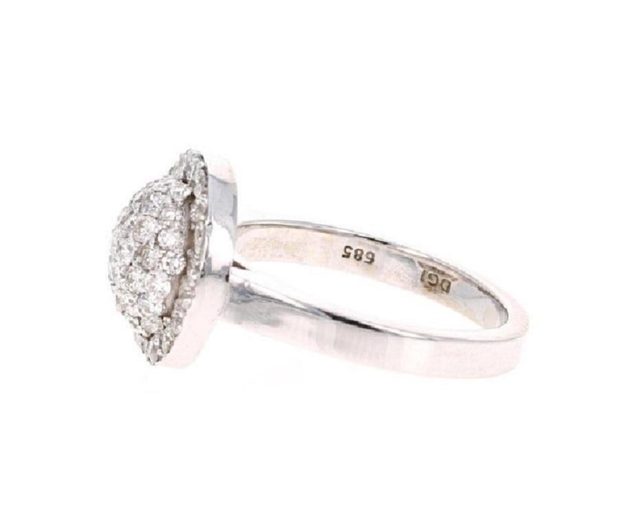 Contemporary 1.18 Carat Diamond 14 Karat White Gold Cocktail Ring For Sale
