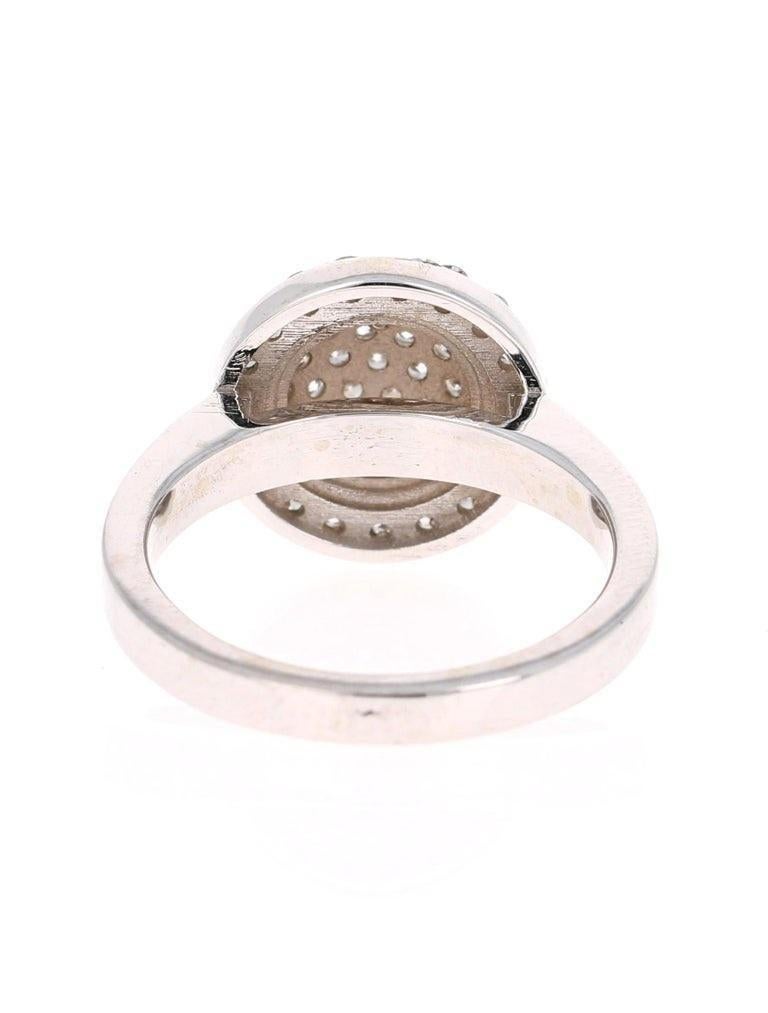 Round Cut 1.18 Carat Diamond 14 Karat White Gold Cocktail Ring For Sale
