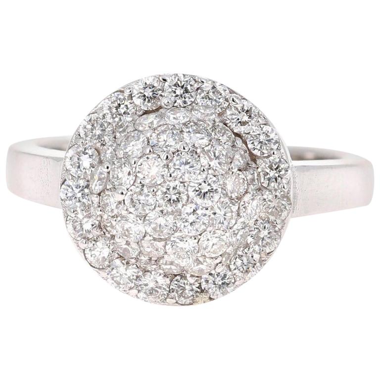 1.18 Carat Diamond 14 Karat White Gold Cocktail Ring