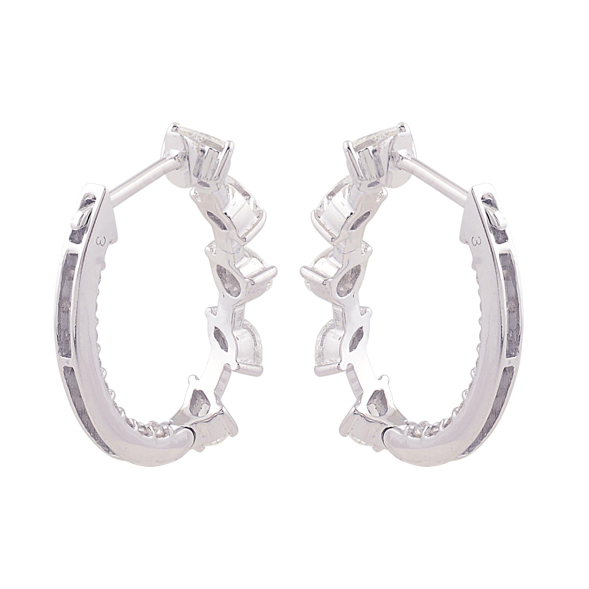 Women's 1.18 Carat Diamond Pave Huggies Hoop Earrings Solid 10k White Gold Fine Jewelry For Sale