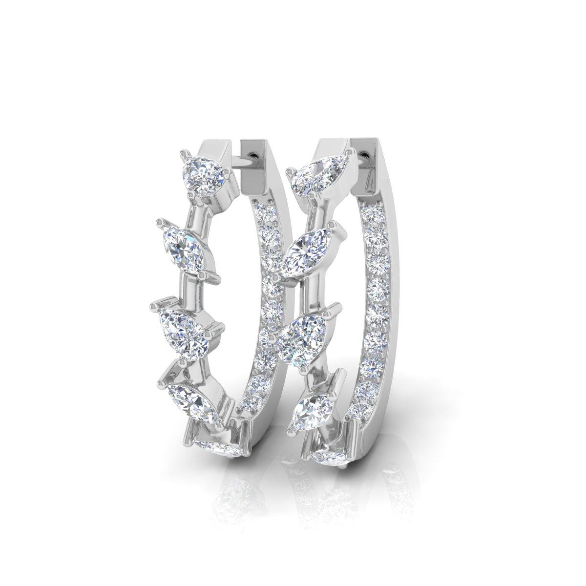 1.18 Carat Diamond Pave Huggies Hoop Earrings Solid 10k White Gold Fine Jewelry For Sale 3