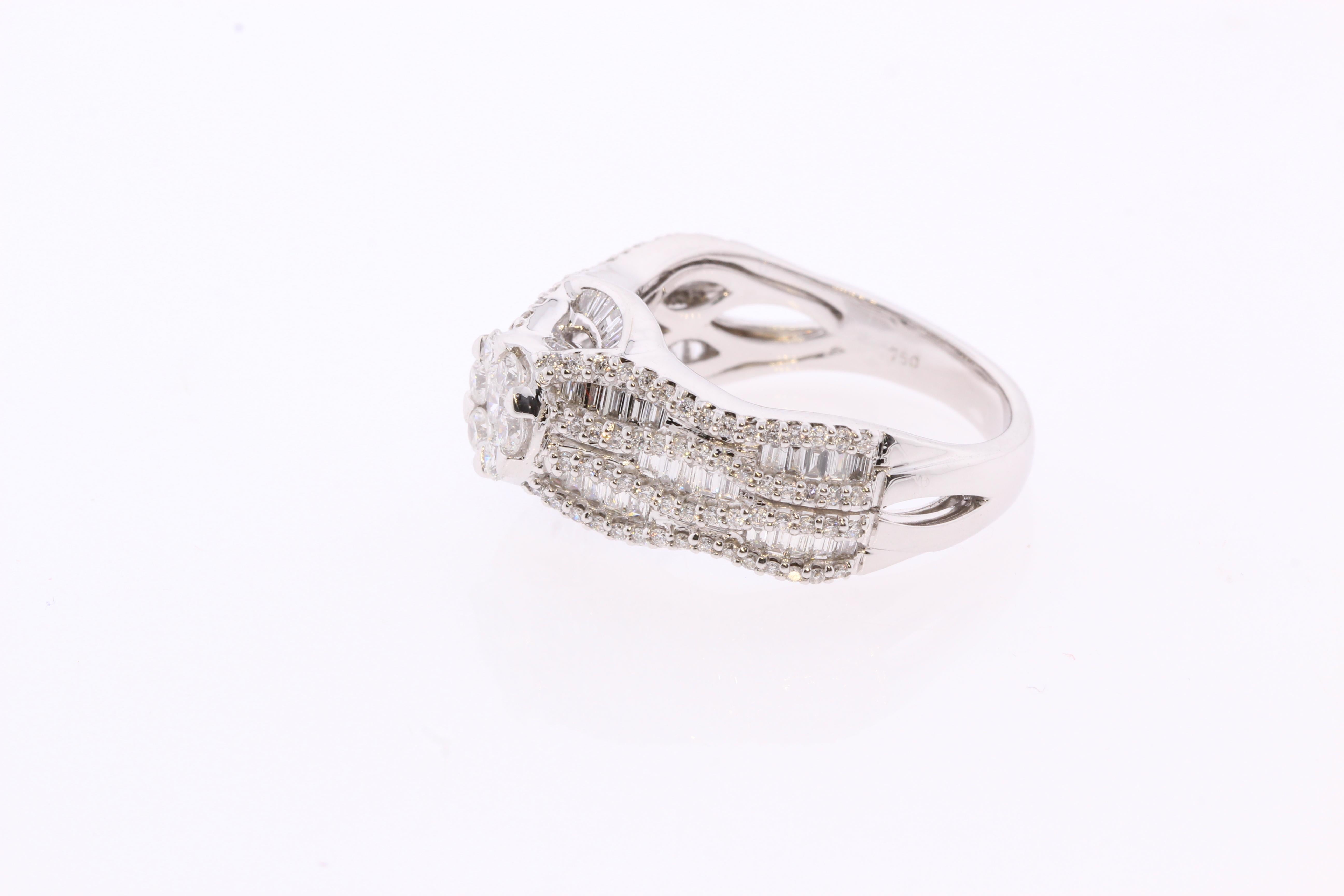Anillo de diamantes de 1,18 quilates en oro de 18 quilates en venta 1