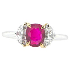 1.18 Karat GIA-zertifiziert Burma No Heat Pigeon's Blood Red Rubin und Diamant-Ring