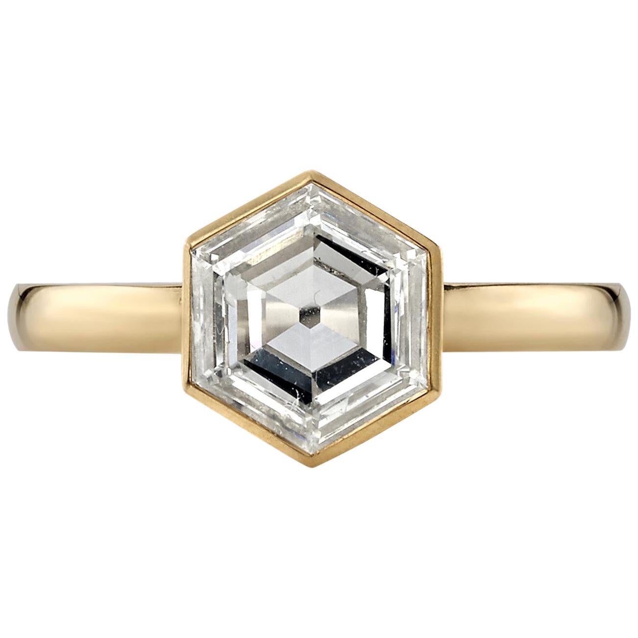 Handcrafted Wyler Hexagonal Cut Diamond Ring by Single Stone