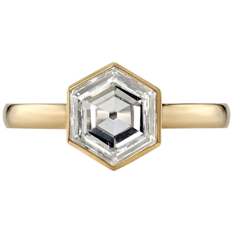 Handcrafted Wyler Hexagonal Cut Diamond Ring by Single Stone For Sale at  1stDibs | hexagon cut diamond, step cut hexagon diamond, hexagon diamond cut