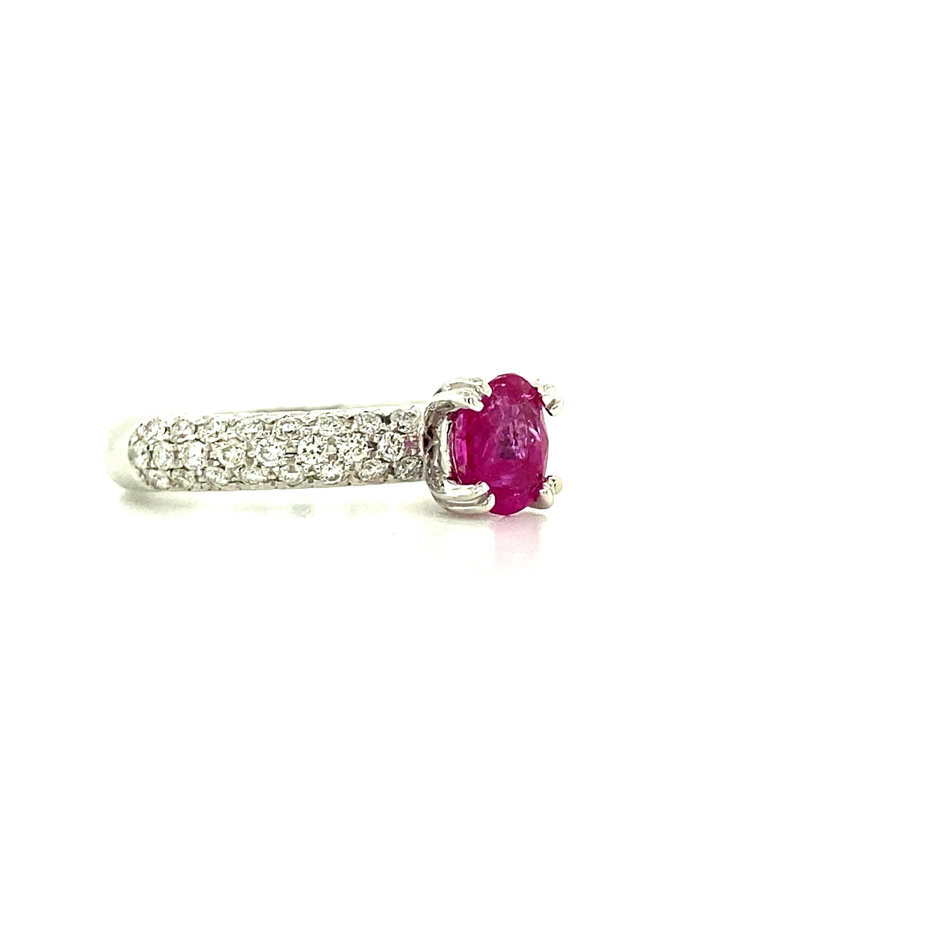 Contemporary 1.18 Carat GRS Certified Unheated Burmese Pink Sapphire and White Diamond Ring
