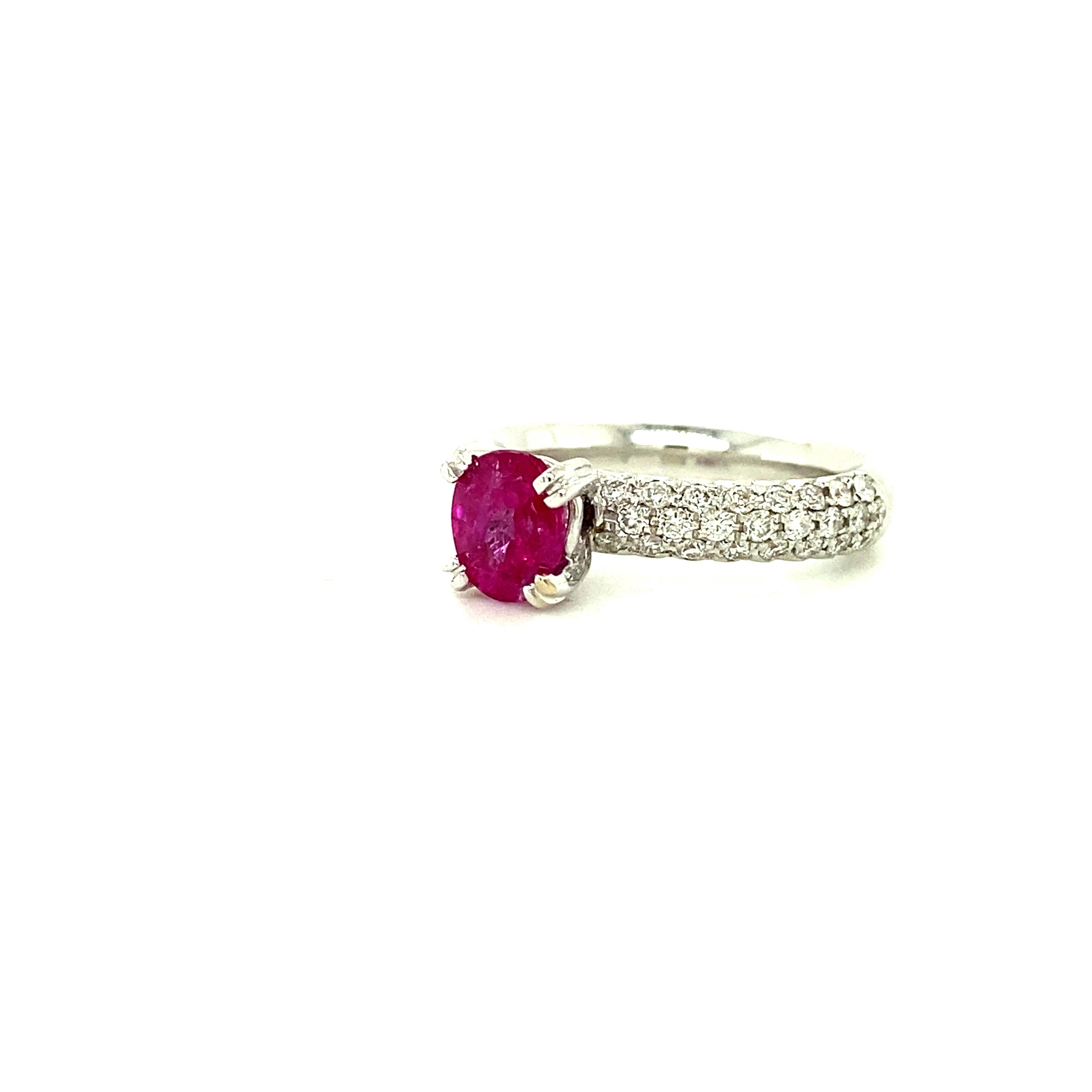 Women's or Men's 1.18 Carat GRS Certified Unheated Burmese Pink Sapphire and White Diamond Ring
