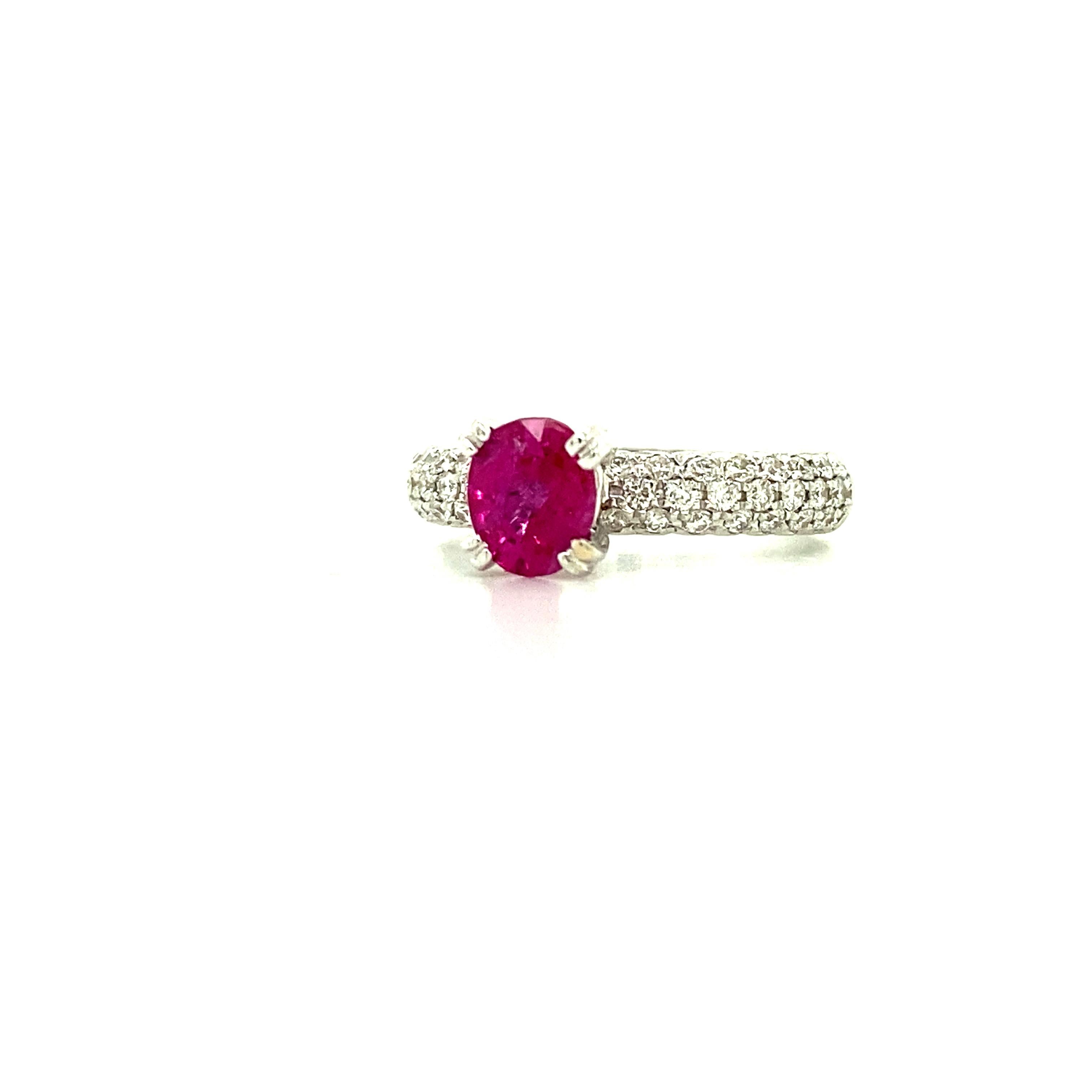 1.18 Carat GRS Certified Unheated Burmese Pink Sapphire and White Diamond Ring 1