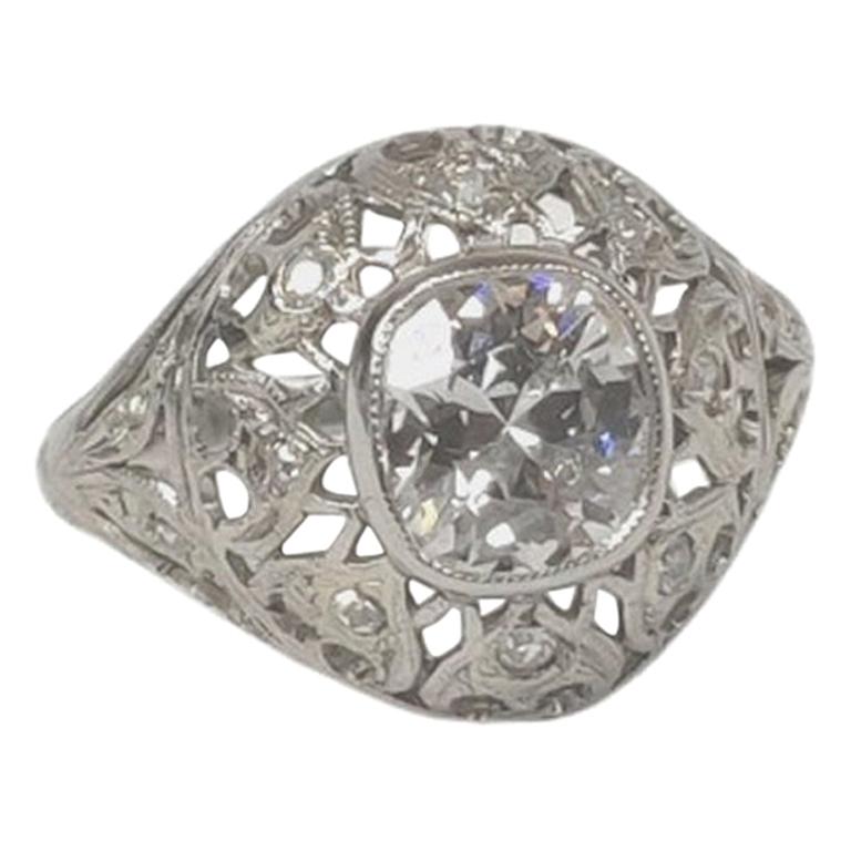 1.18 Carat I Si1 Old Mine Diamond Edwardian Antique Ring